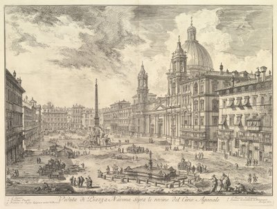 Piazza Navona i Rom, ovanför ruinerna av Domitianus cirkus, kyrkan Sant