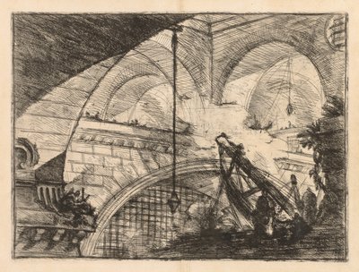 Fängelserna: En serie gallerier med kranliknande uppförande av balkar av Giovanni Battista Piranesi