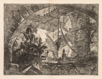 Fängelserna: Ett stort galleri med en grupp fångar av Giovanni Battista Piranesi