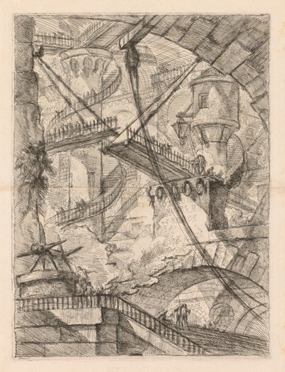 Die Gefängnisse: Ein riesiges Inneres mit einer Zugbrücke von Giovanni-Battista Piranesi