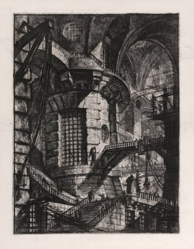 Runda tornet, skylt 3 från Carceri d av Giovanni-Battista Piranesi