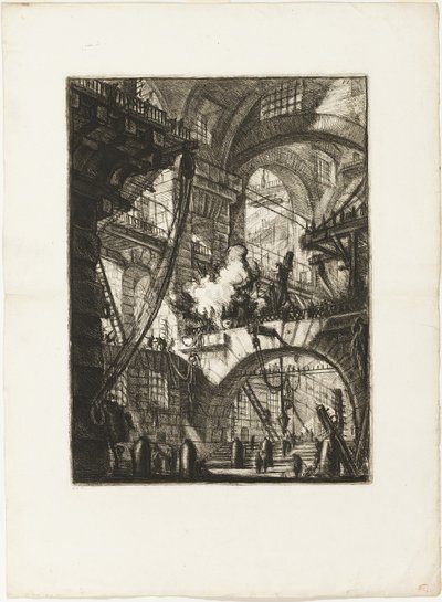 Das rauchende Feuer, Platte 6 aus den imaginären Gefängnissen von Giovanni-Battista Piranesi