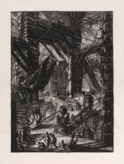 Trappan med troféer, skylt 8 från Carceri d av Giovanni-Battista Piranesi