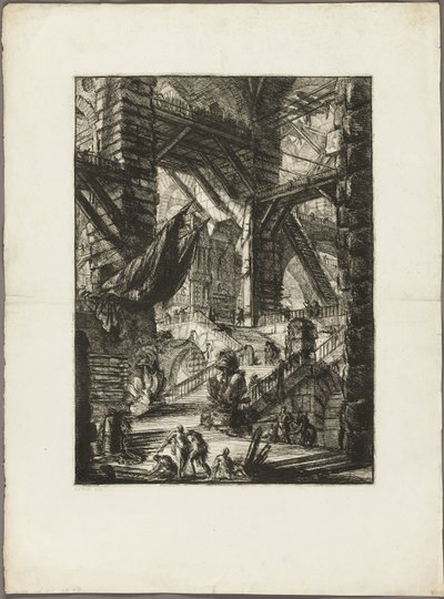 Die Treppe mit Trophäen, Platte 8 aus Imaginäre Gefängnisse von Giovanni-Battista Piranesi