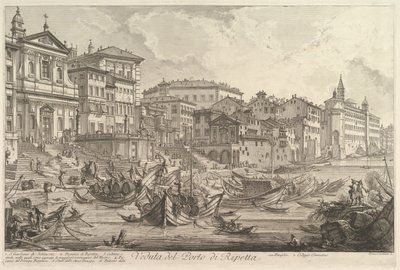 Den mindre hamnen, kallad Porto di Ripetta Utsikt över hamnen i Ripetta, ca. 1753. av Giovanni Battista Piranesi