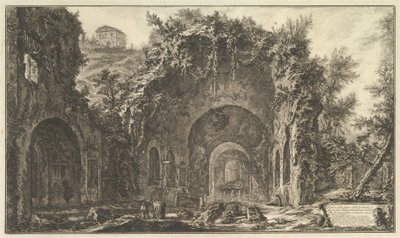 Den så kallade Egerias grotta (Vy över källan och Egerias grottor utanför Porta Capena) av Giovanni Battista Piranesi