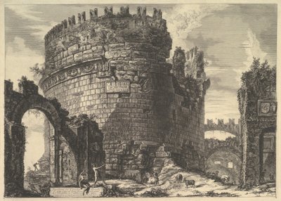 Caecilia Metellas grav, från Views of Rome Roman Views, ca. 1762. av Giovanni Battista Piranesi