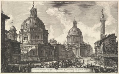 Två kyrkor nära Trajans kolumn, S. Maria di Loreto och Santissimo Nome di Maria Ve ..., ca. 1762. av Giovanni Battista Piranesi
