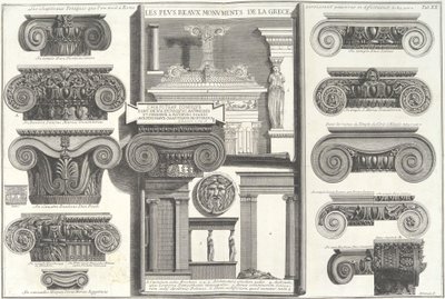 Olika romerska joniska huvudstäder jämfört med grekiska exempel..., mitten av 1700-talet. av Giovanni Battista Piranesi