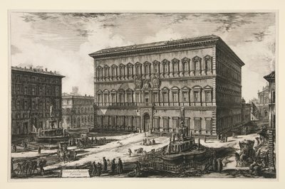 Utsikt över Palazzo Farnese (Utsikt över Palazzo Farnese), från Vedute di Roma av Giovanni Battista Piranesi