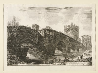 Utsikt över Luganobron på l av Giovanni-Battista Piranesi