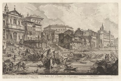Veduta del Porto di Ripetta (Utsikt över Ripettas hamn), från Vedute di Roma (Utsikt över Rom) av Giovanni-Battista Piranesi