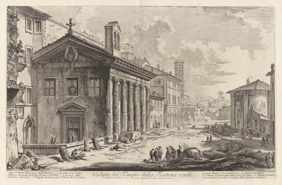 Utsikt över Temple of Manly Fortune. Idag S. Maria Egizziaca degli Armeni (Utsikt över templet Fortuna Virilis. Nu den armeniska kyrkan Santa Maria Egizziaca [nu tros vara Portunus tempel]), från Vedute di Roma (Utsikt över Rom) av Giovanni-Battista Piranesi