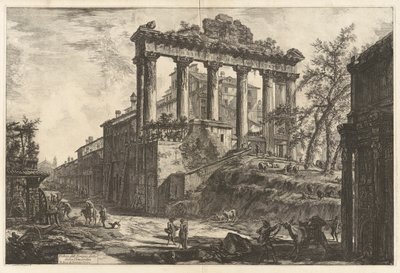 Veduta del Tempio detto della Concordia (Utsikt över det så kallade Concordtemplet [Saturnustemplet med Septimius Severus båge i höger förgrund]), från Vedute di Roma (Utsikt över Rom) av Giovanni-Battista Piranesi