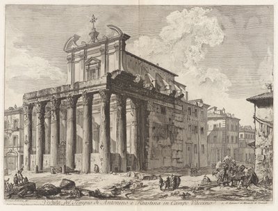 Vy över Antoninus och Faustinas tempel på Campo Vaccino, ur Vedute di Roma av Giovanni Battista Piranesi