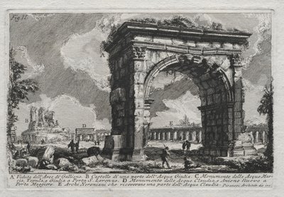 Utsikt över Gallienos båge av Giovanni Battista Piranesi