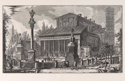 Utsikt över basilikan San Lorenzo fuori delle Mura, från Vedute di Roma (Utsikt över Rom) av Giovanni-Battista Piranesi