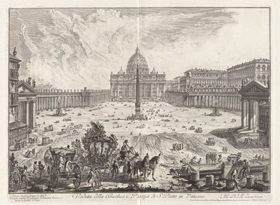 Utsikt över basilikan och Piazza of Saint Peter av Giovanni-Battista Piranesi