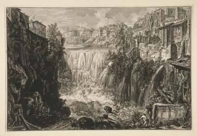 Utsikt över den stora kaskaden i Tivoli, från Vedute di Roma av Giovanni-Battista Piranesi