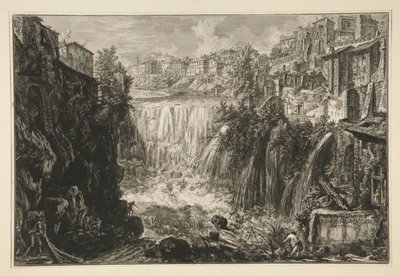 Utsikt över vattenfallet i Tivoli, ur Vedute di Roma av Giovanni Battista Piranesi