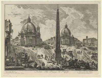 Vy över Piazza del Popolo av Giovanni Battista Piranesi