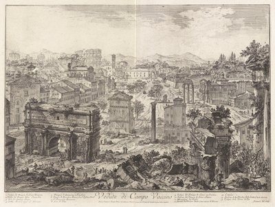 Veduta di Campo Vaccino (Utsikt över Campo Vaccino [Forum Romanum, från Capitoline Hill]), från Vedute di Roma (Utsikt över Rom) av Giovanni-Battista Piranesi