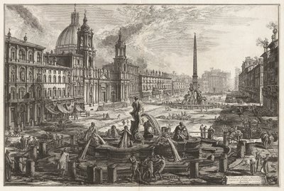 Utsikt över Piazza Navona ovanför ruinerna av Circus Agonalis [Circus of Domitian]), från Vedute di Roma (Utsikt över Rom) av Giovanni Battista Piranesi