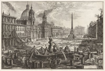 Vy över Piazza Navona ovanför ruinerna av Circus Agonalis [Domitianus cirkus], ur Vedute di Roma (Vy över Rom) av Giovanni Battista Piranesi
