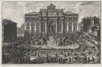 Perspektivisk vy över den stora fontänen Acqua Vergine, kallad Trevi, arkitektur av Nicola Salvi av Giovanni Battista Piranesi