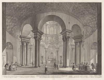 Interiörvy av den heliga Costanzas gravmonument, uppfört av Konstantin den store och felaktigt kallat Bacchustemplet, nu kyrka åt samma helgon av Giovanni Battista Piranesi