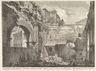 Invändig vy av Atrium of the Portico di Ottavia Invändig vy av Atrium of the Porti ..., 1760. av Giovanni Battista Piranesi