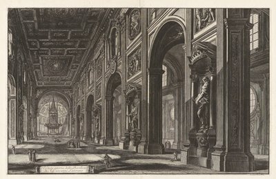 Interiörvy av basilikan San Giovanni in Laterano, ur ”Vedute di Roma” av Giovanni Battista Piranesi