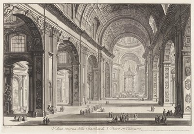 Interiörvy av basilikan Sankt Peter av Giovanni Battista Piranesi