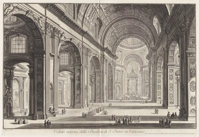 Interiörvy av Peterskyrkan i Vatikanen, ur Vyer över Rom av Giovanni Battista Piranesi