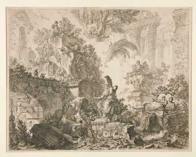 Utsikt över Rom: Frontispice med staty av Minerva av Giovanni-Battista Piranesi