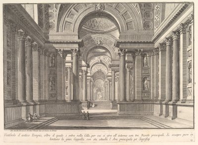 Vestibul av ett gammalt tempel. . . Vestibulen av det antika templet. . ., ca. 1743-50. av Giovanni Battista Piranesi