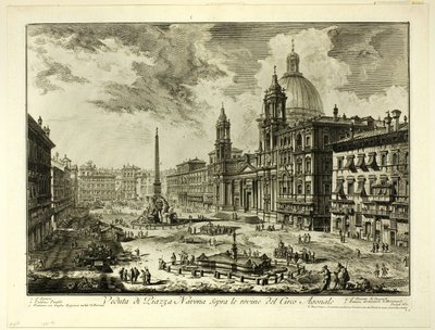 Blick auf die Piazza Navona über den Ruinen des Circus von Domitian, aus Ansichten von Rom von Giovanni-Battista Piranesi