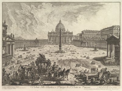 Utsikt över Peterskyrkan och torget i Vatikanen, ur Vedute di Roma (Romerska vyer) av Giovanni Battista Piranesi