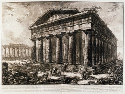 Blick auf den Tempel des Neptun in Paestum von Giovanni-Battista Piranesi