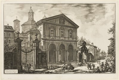 Utsikt över basilikan San Sebastiano fuori delle mura [St. Sebastian utanför murarna] på Appian Way, från Views of Rome av Giovanni Battista Piranesi