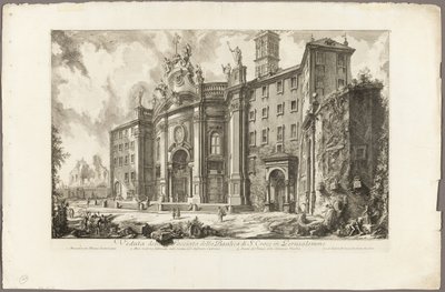 Utsikt över fasaden av basilikan S. Croce i Gerusalemme [det heliga korset i Jerusalem], från utsikt över Rom av Giovanni-Battista Piranesi