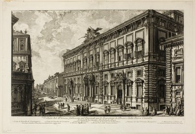 Utsikt över Palazzo della Consulta på Quirinal som inrymmer det påvliga sekretariatet, från utsikt över Rom av Giovanni-Battista Piranesi