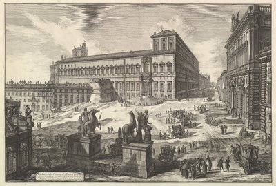 Utsikt över Piazza di monte Cavallo, från utsikt över Rom romersk utsikt, ca. 1773. av Giovanni Battista Piranesi