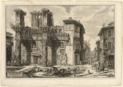 Utsikt över resterna av Forum of Nerva, från utsikt över Rom av Giovanni-Battista Piranesi