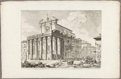 Utsikt över Antoninus och Faustinas tempel i Forum Romanum, från utsikt över Rom av Giovanni Battista Piranesi