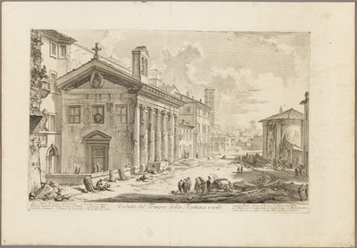 Utsikt över templet Fortuna Virilis. Nu den armeniska kyrkan S. Maria Egiziaca, från utsikt över Rom av Giovanni Battista Piranesi
