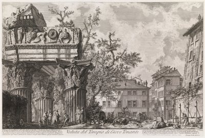Vy över Vespasianus och Titus tempel, kallat Jupiter Tonans tempel, ur serien Vedute di Roma av Giovanni Battista Piranesi