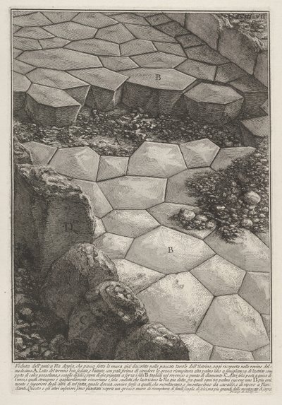 Vy över stenbeläggningen på Via Appia (Veduta dell