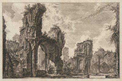 Utsikt över Rom: Ruinerna av Sisto eller båda av den stora salen i Antoninska baden, 1765. av Giovanni Battista Piranesi
