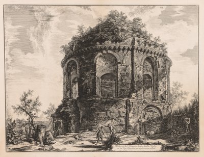 Utsikt över Rom: Den så kallade Tempio della Tosse, nära Tivoli, 1763. av Giovanni Battista Piranesi